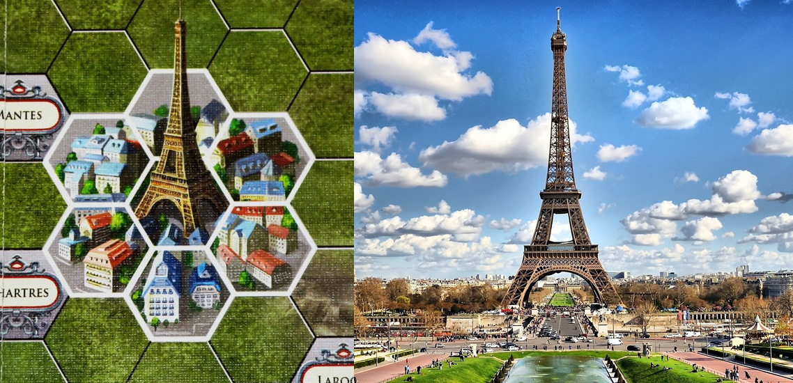Casillas de París en Paris Connection - Vista lejana de la Torre Eiffel